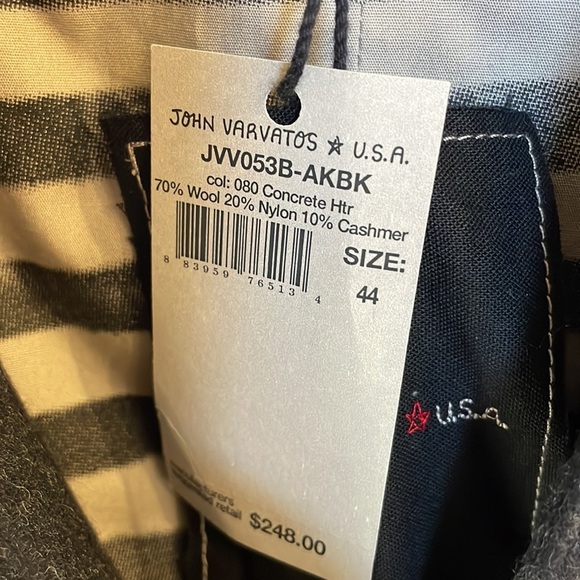 John Varvatos luxury cashmere wool suit VEST buttoned 3 zip pockets concrete 44R - Picture 3 of 14